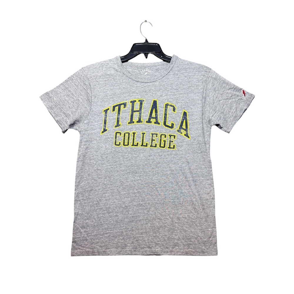 League Ithaca College T-Shirt Women Medium Gray Short Sleeve Graphic Tee